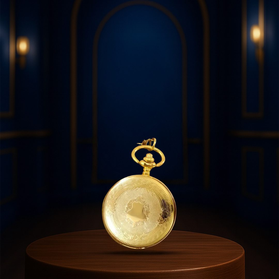 Relógio De Bolso Dourado Gravado | 45mm