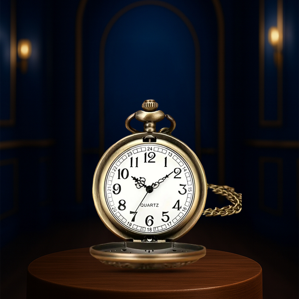 Relógio De Bolso Clássico Em Bronze Com Algarismos | 45mm