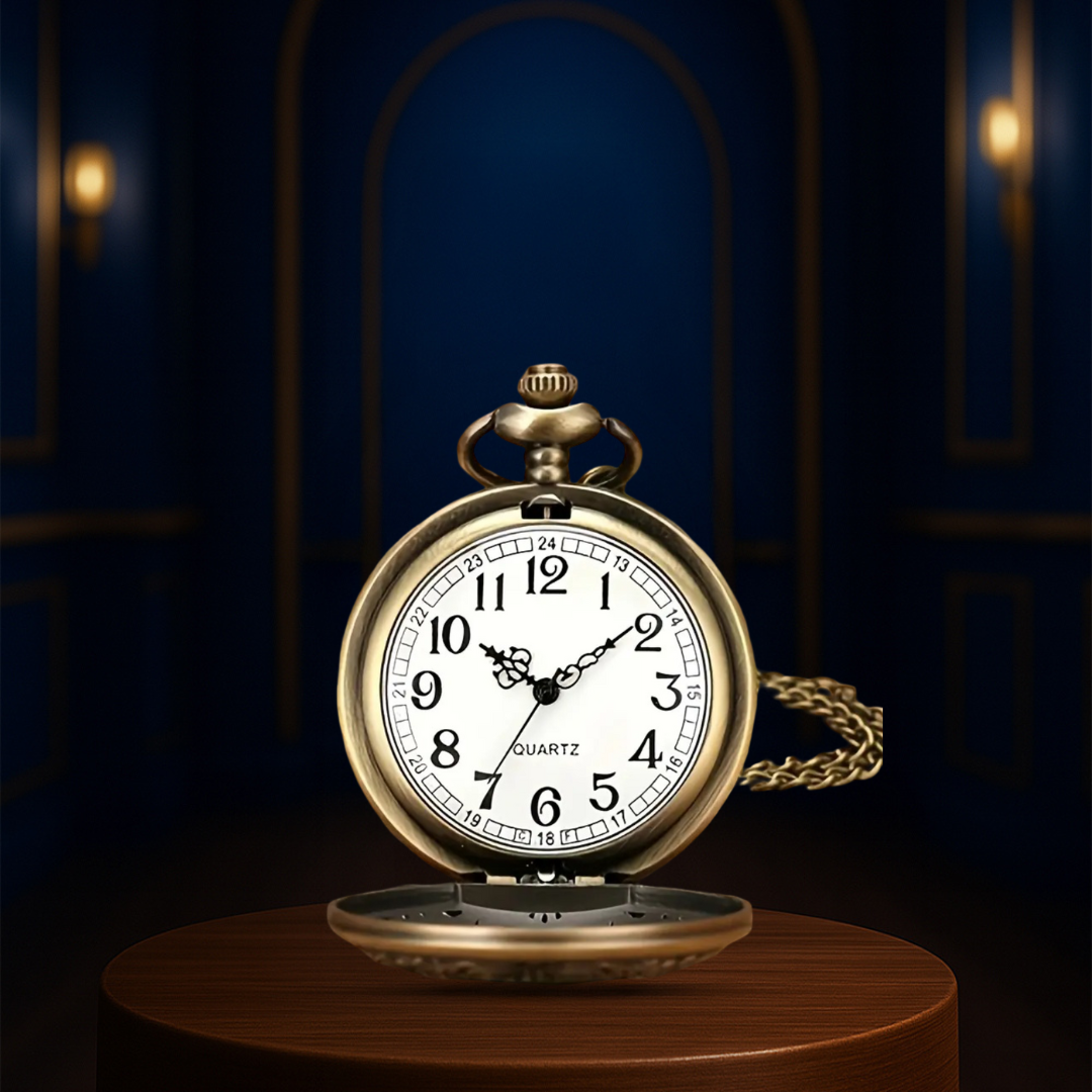 Relógio De Bolso Clássico Em Bronze Com Algarismos | 45mm