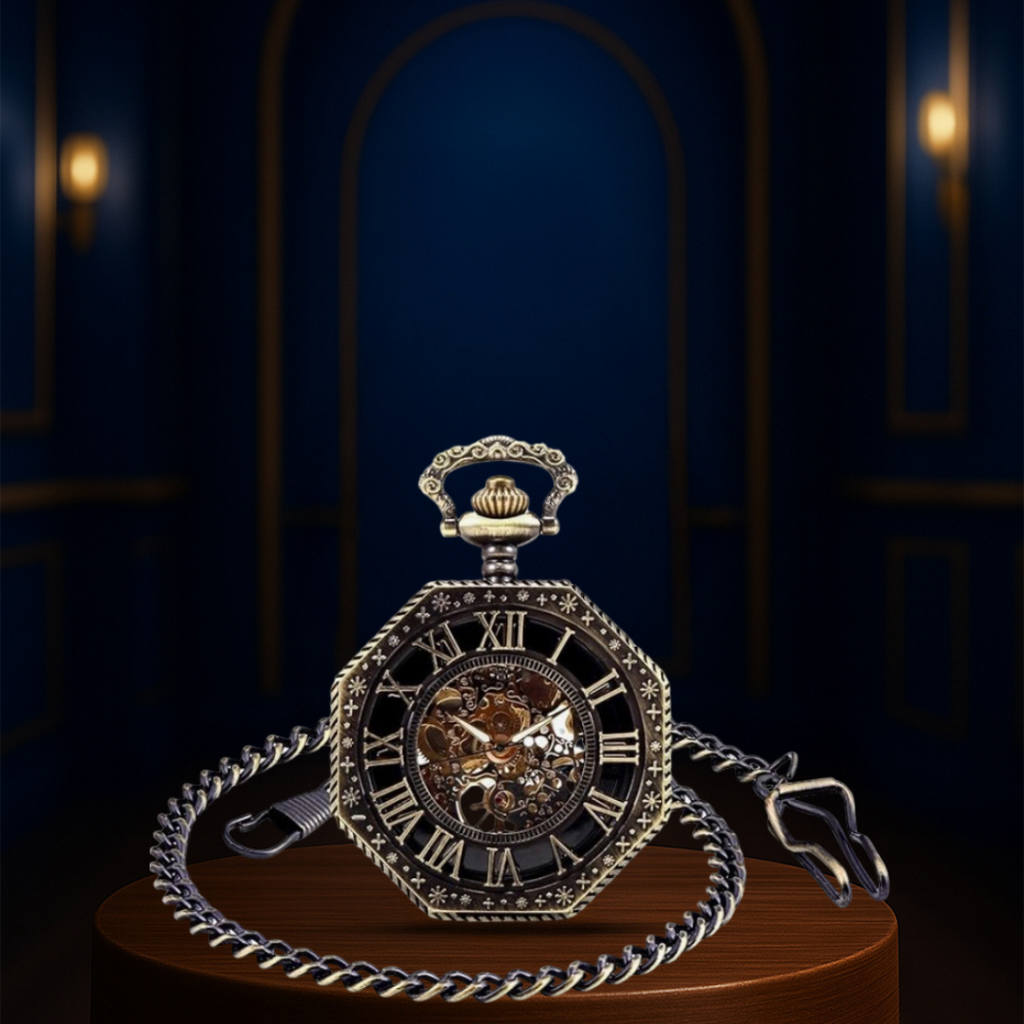 Relógio De Bolso Mecânico Octogonal | 70mm