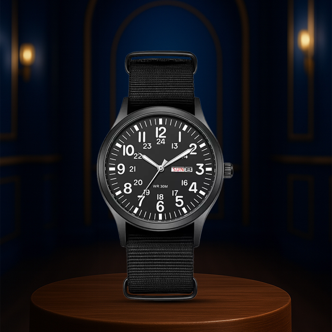 Relógio De Campo Minimalista Com Correia Funcional | 42mm