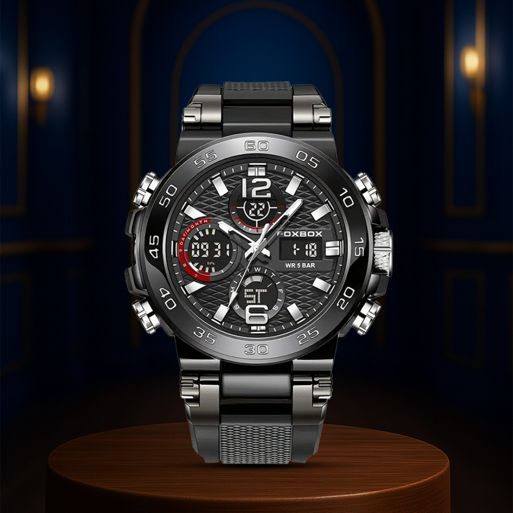 Relógio Militar Masculino De Quartzo Com Duplo Mostrador Digital |46mm