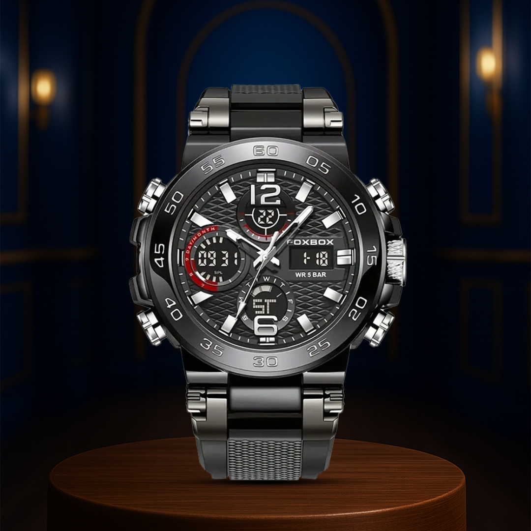 Relógio Militar Masculino De Quartzo Com Duplo Mostrador Digital |46mm