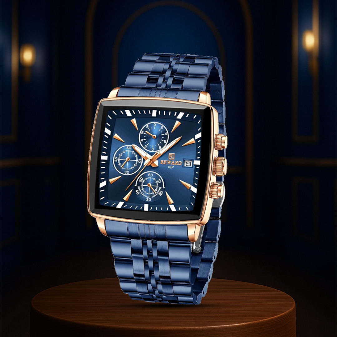 Relógio De Pulso Masculino Retangular De Quartzo De Luxo | 47mm