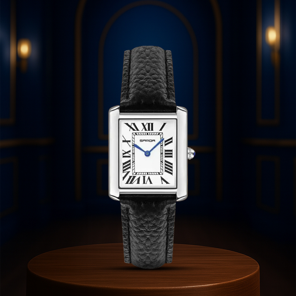 Relógio Retangular Com Caixa Prateada | 28*27mm