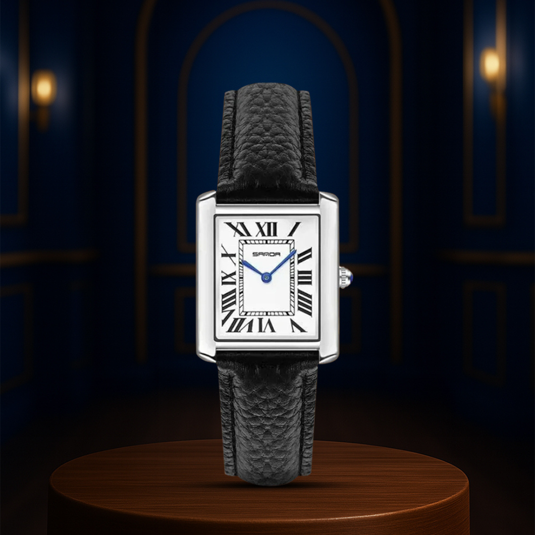 Relógio Retangular Com Caixa Prateada | 28*27mm