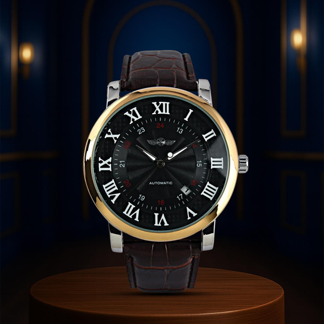 Relógio Mecânico Masculino Clássico Com Algarismos Romanos | 45mm