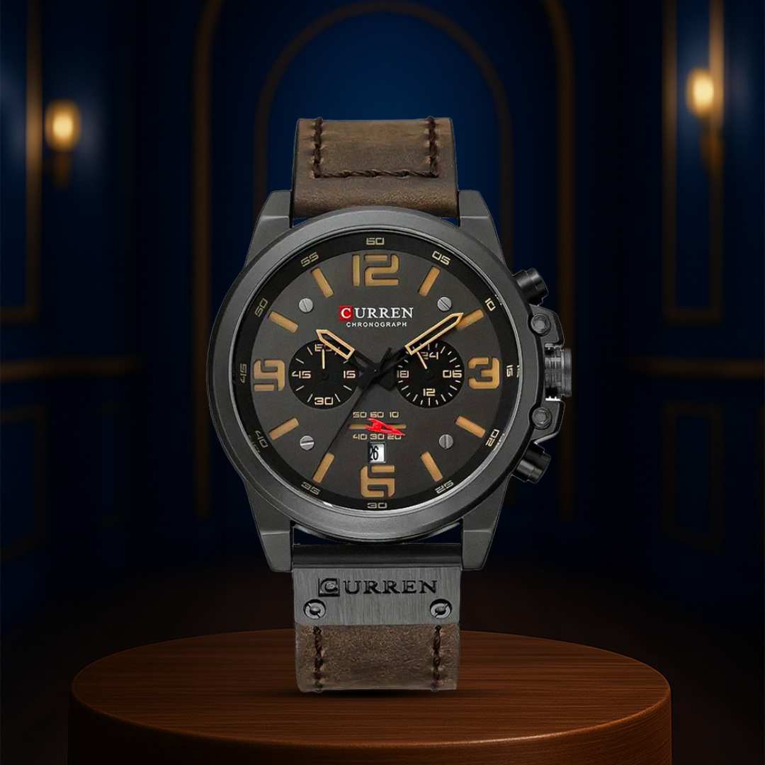 Relógio De Pulso Masculino Retro Com Correia De Pele | 45mm