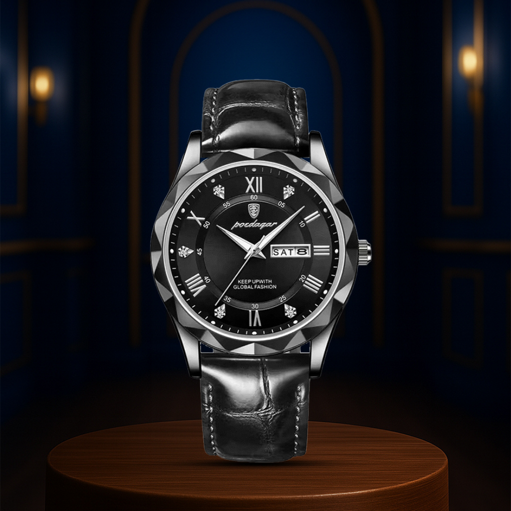 Relógio De Quartzo Com Correia De Pele Elegante | 40mm