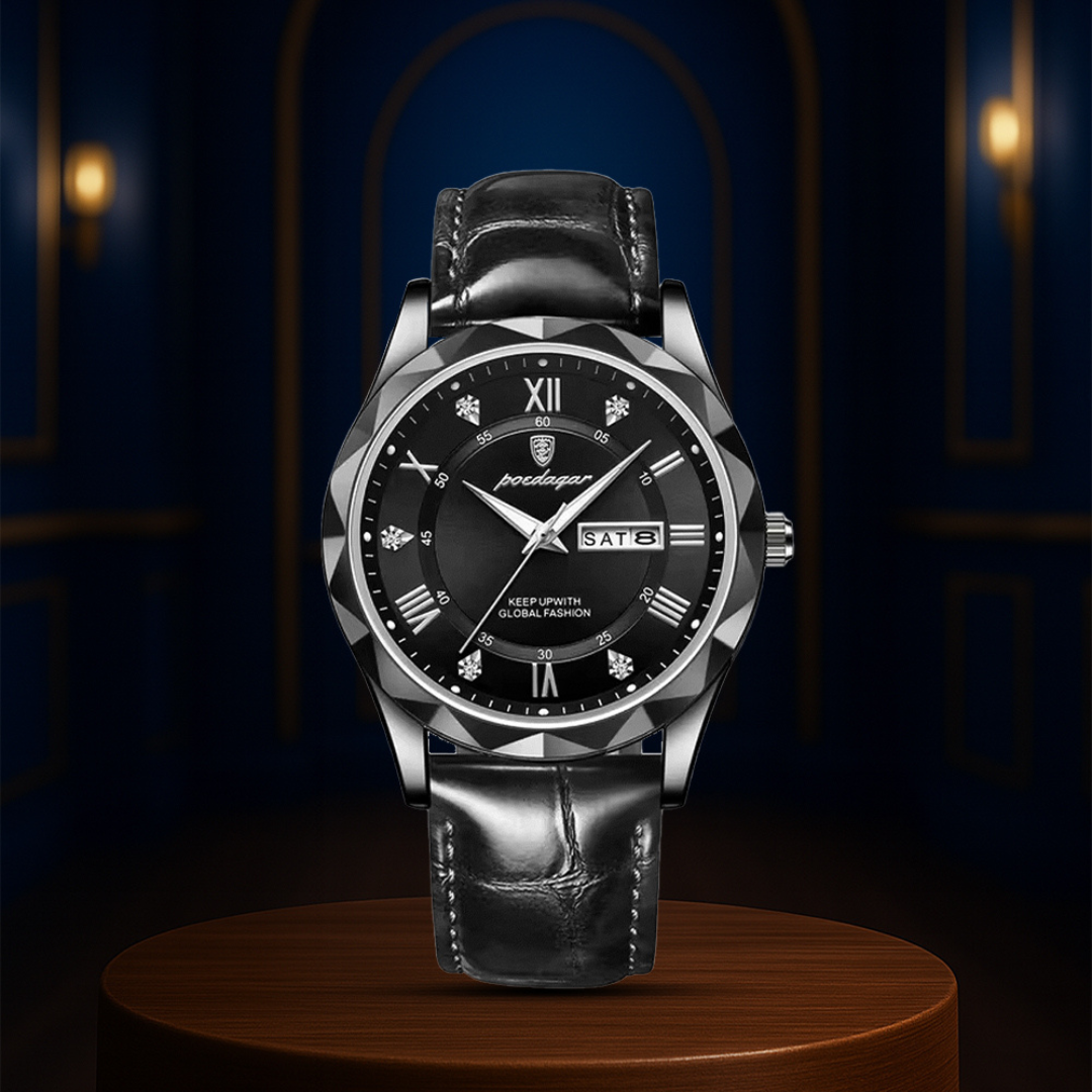 Relógio De Quartzo Com Correia De Pele Elegante | 40mm