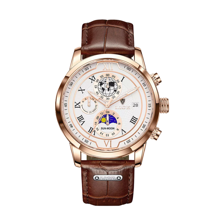 Relógio De Pele Celestial Com Fuso Horário Mundial | 43mm