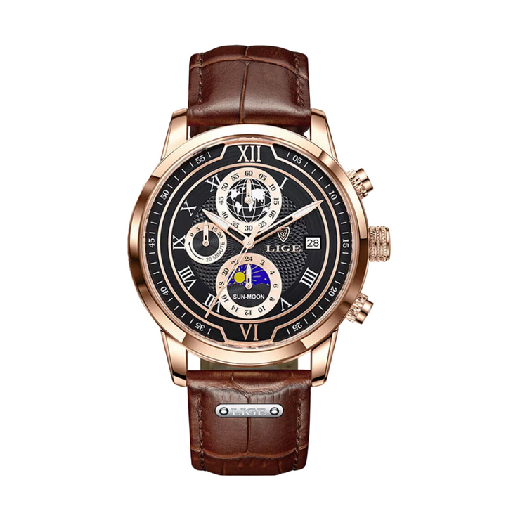Relógio De Pele Celestial Com Fuso Horário Mundial | 43mm