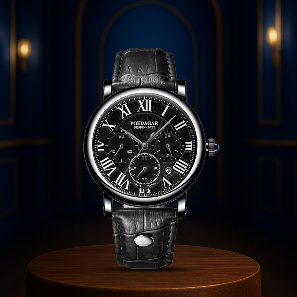 Relógio Cronógrafo De Precisão Com Correia De Pele | 40mm