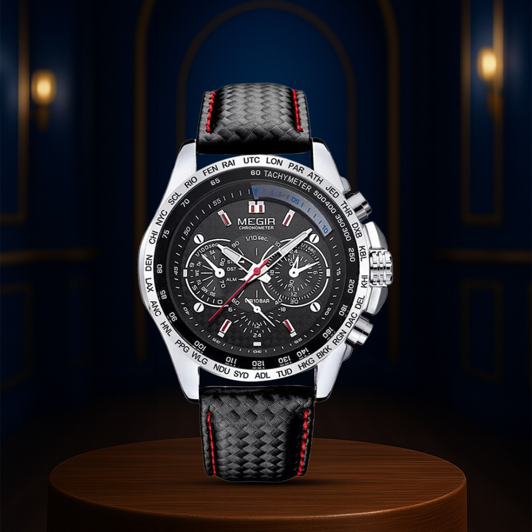 Relógio Cronógrafo Com Fuso Horário Mundial | 47mm