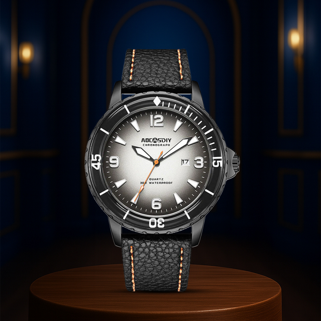 Relógio Masculino Robusto Com Correia De Pele | 44mm