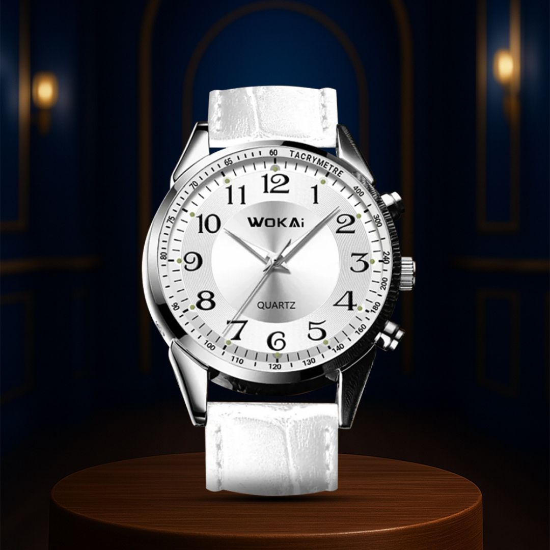 Relógio Elegante Com Taquímetro E Correia De Pele | 40mm