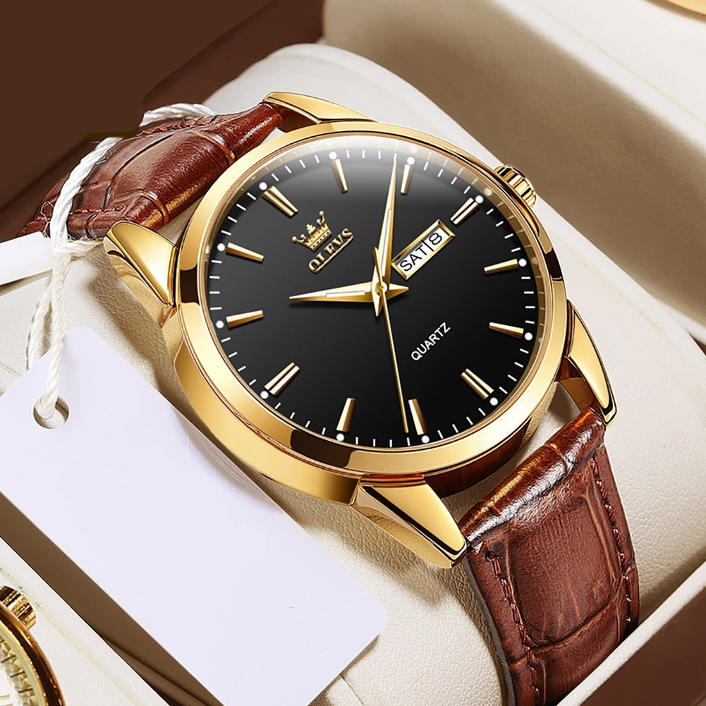 Relógio de Negócios de Luxo com Bracelete de Couro