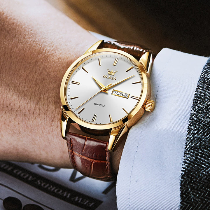 Relógio de Negócios de Luxo com Bracelete de Couro